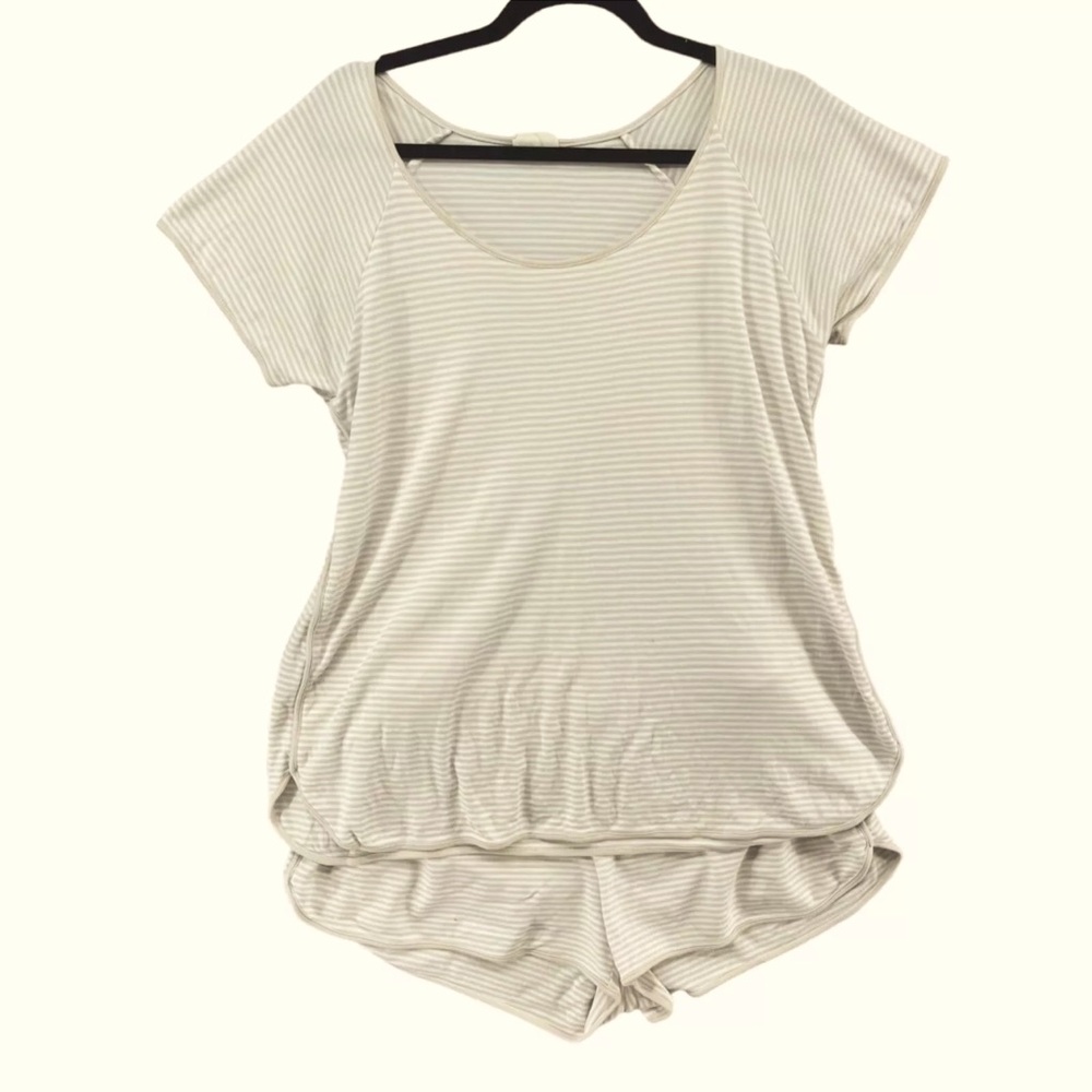 LAKE Pajama Set White & Beige Striped